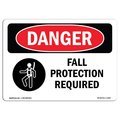 Signmission OSHA Danger Sign, Fall Protection Required, 14in X 10in Aluminum, 14" W, 10" H, Landscape OS-DS-A-1014-L-1229